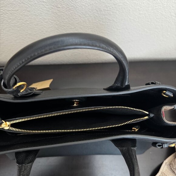 Burberry Banner House Check Derby Leather Medium Tote w/ Strap Authentic - Black - Picture 11 of 16
